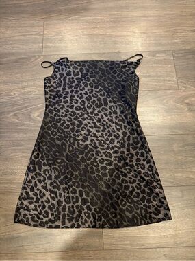 AllSaints Charcoal and Black Animal Print Slip Dress